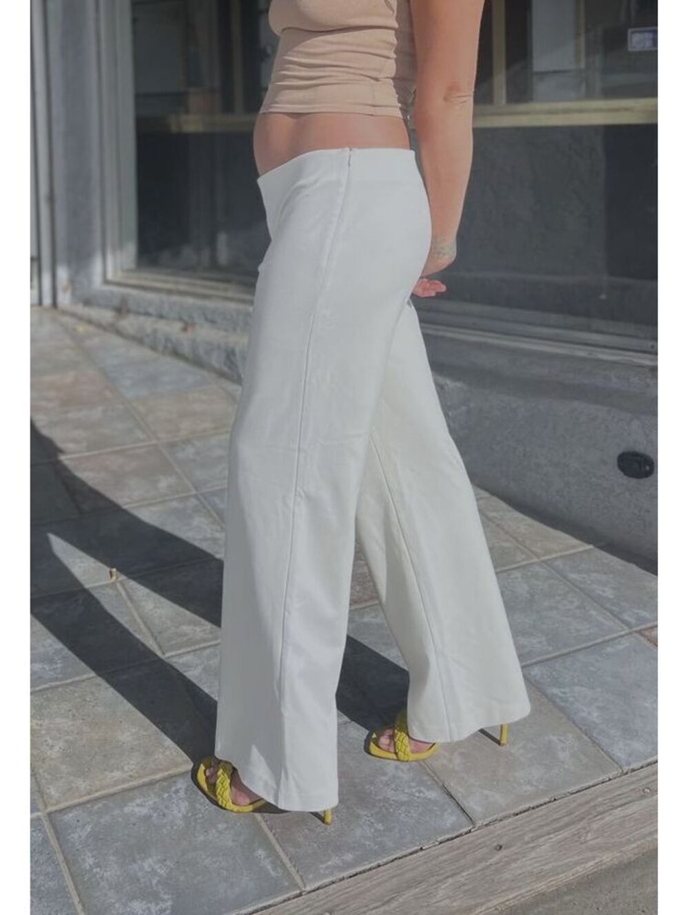 J.McLaughlin Cream High-Waist Wide Leg Pants Women’s 12 Stretch Knit